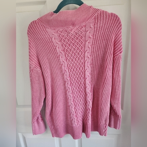 Aerie Cable Knit Sweater Pink Size Medium - Picture 4 of 7
